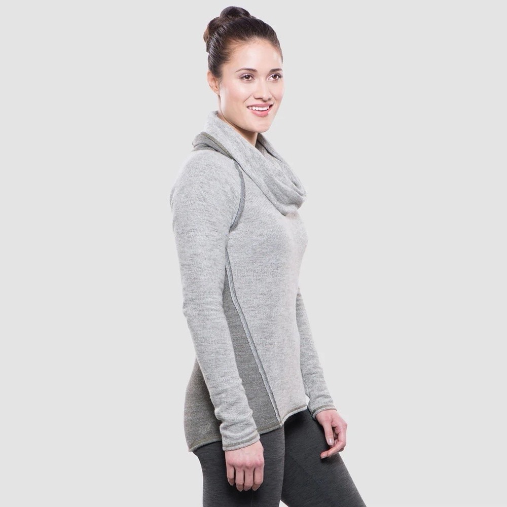 Kuhl Sweater Womens XS Nova Pullover Cowl Sweatshirt Outdoor Wool Gray Gorpcore - Picture 2 of 15